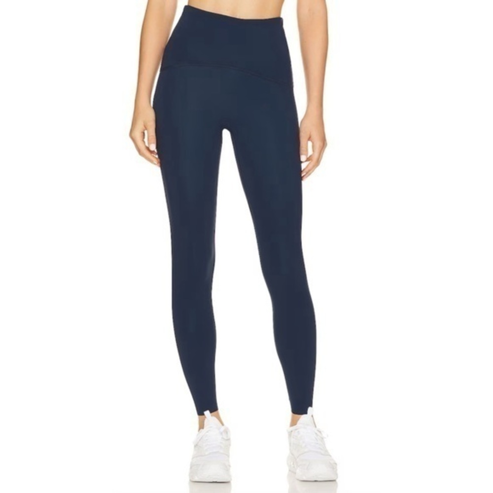 Spanx Look At Me Now Seamless Port Navy Athleisure Stretch Loungewear Leggings